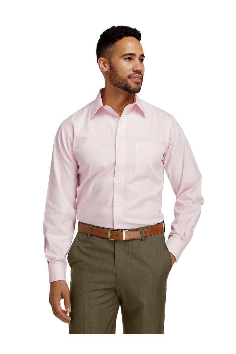Non-iron Cotton Pinpoint Solid Point Collar Dress Shirt, Alternate, color, Pink