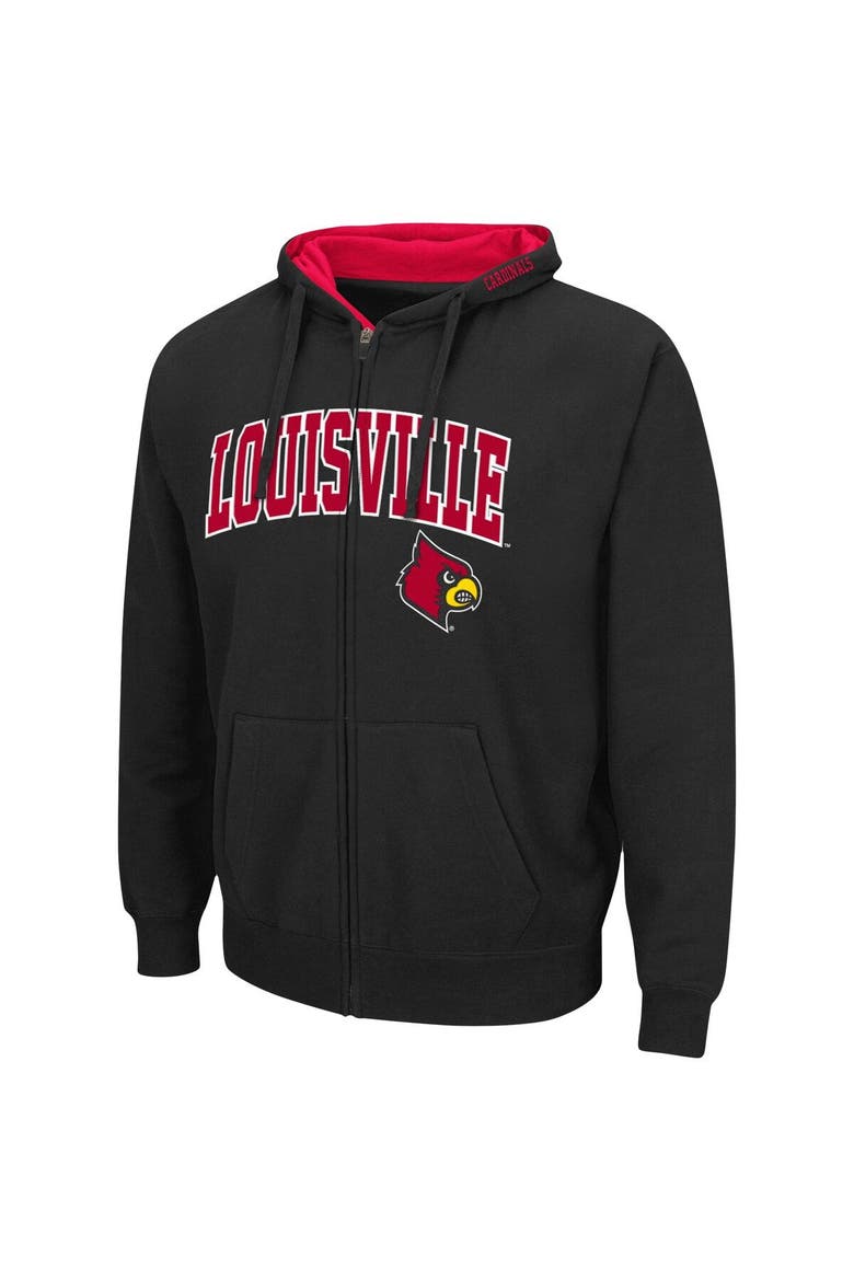 Men's Colosseum Black Louisville Cardinals Arch & Logo 3.0 Full-Zip Hoodie, Alternate, color, Black
