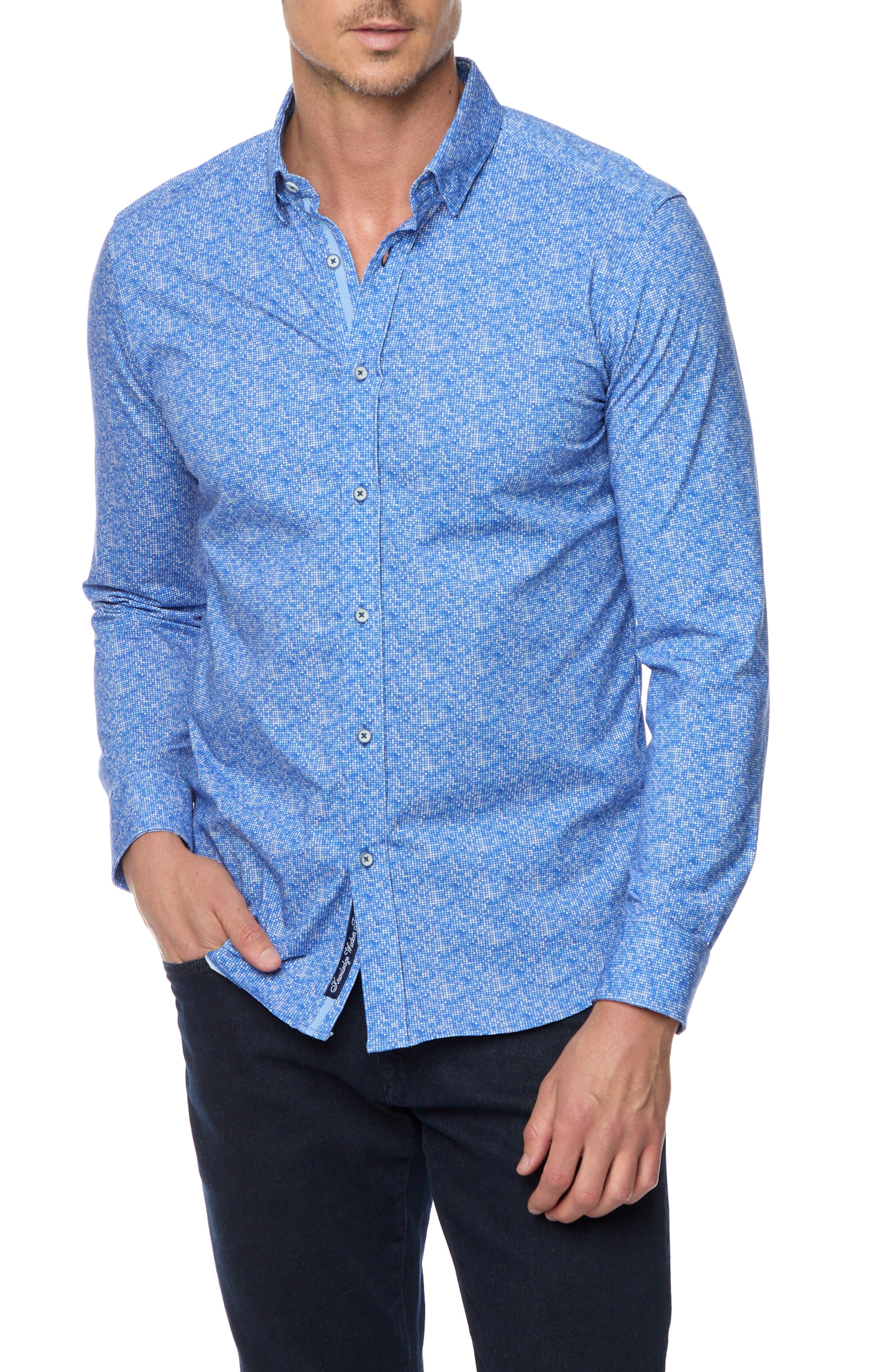 Robert Graham Boden Tailored Fit Check Cotton Knit Button-Up Shirt