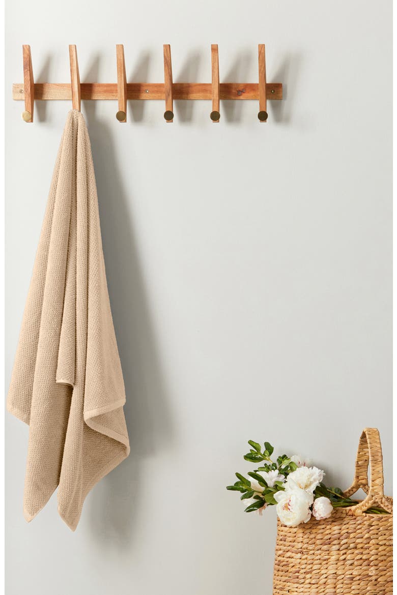Cotton 4-Pack Textured Bath Towels, Alternate, color, TAUPE