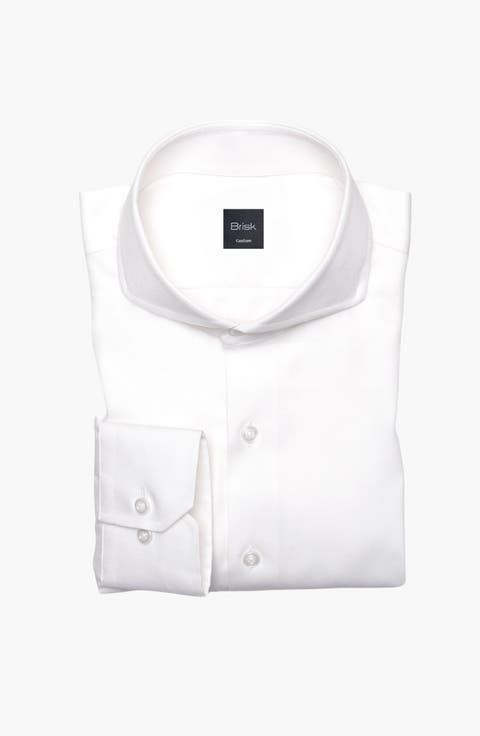 Pearl White Twill Pima Cotton Dress Shirt