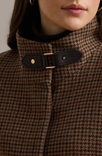 Houndstooth Wool Blend Cape