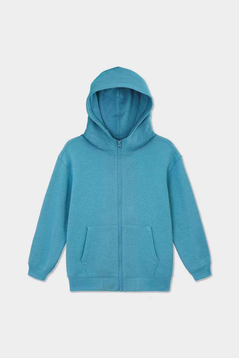 Relaxed Cotton Zip Up Hoodie, Alternate, color, Turquoise