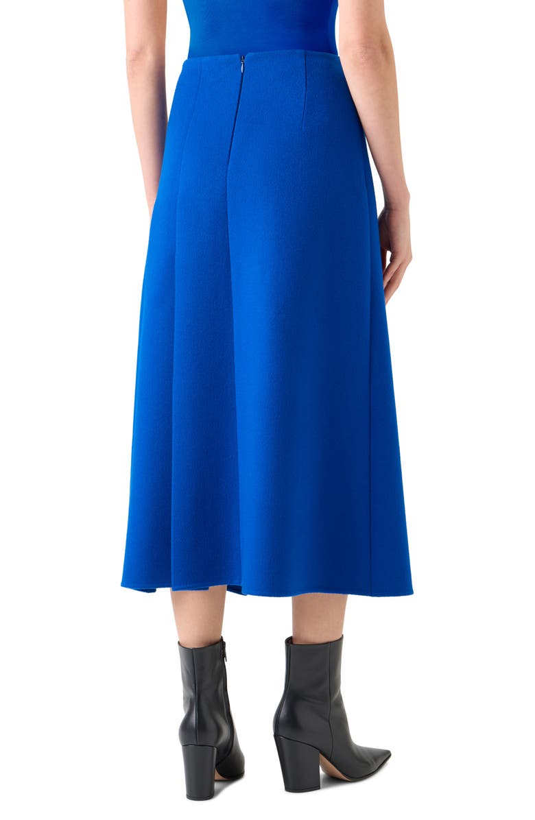 Akris Pleated Virgin Wool Flannel Midi Skirt, Alternate, color, Royal Blue