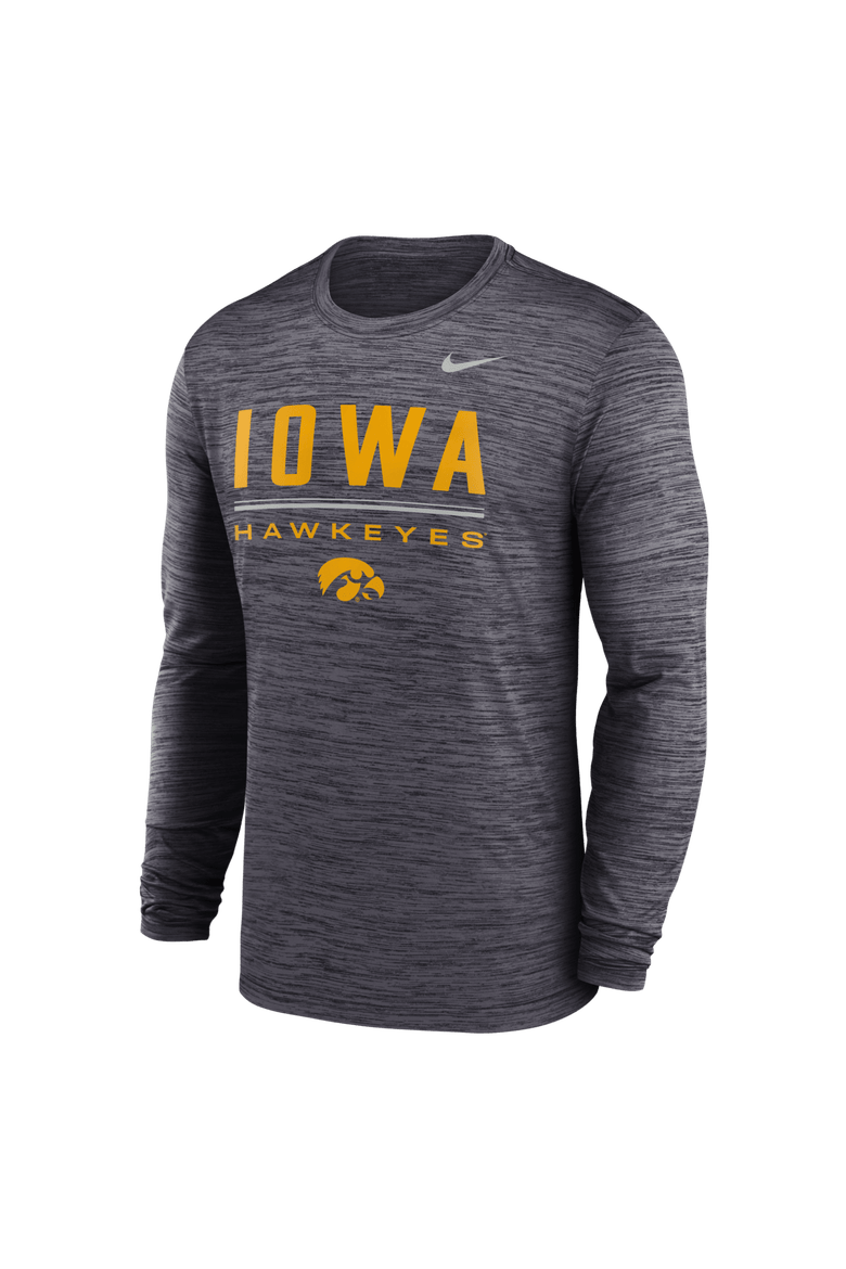 Men's Nike Black Iowa Hawkeyes Sideline Velocity Dri-FIT Long Sleeve T-Shirt, Main, color, Black