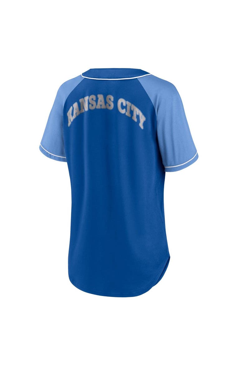 Women's Fanatics Branded Royal Kansas City Royals Ultimate Style Raglan V-Neck T-Shirt, Alternate, color, Royal