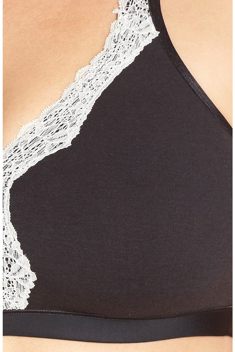 Lace Trim Wireless Bra, Alternate, color, BLACK
