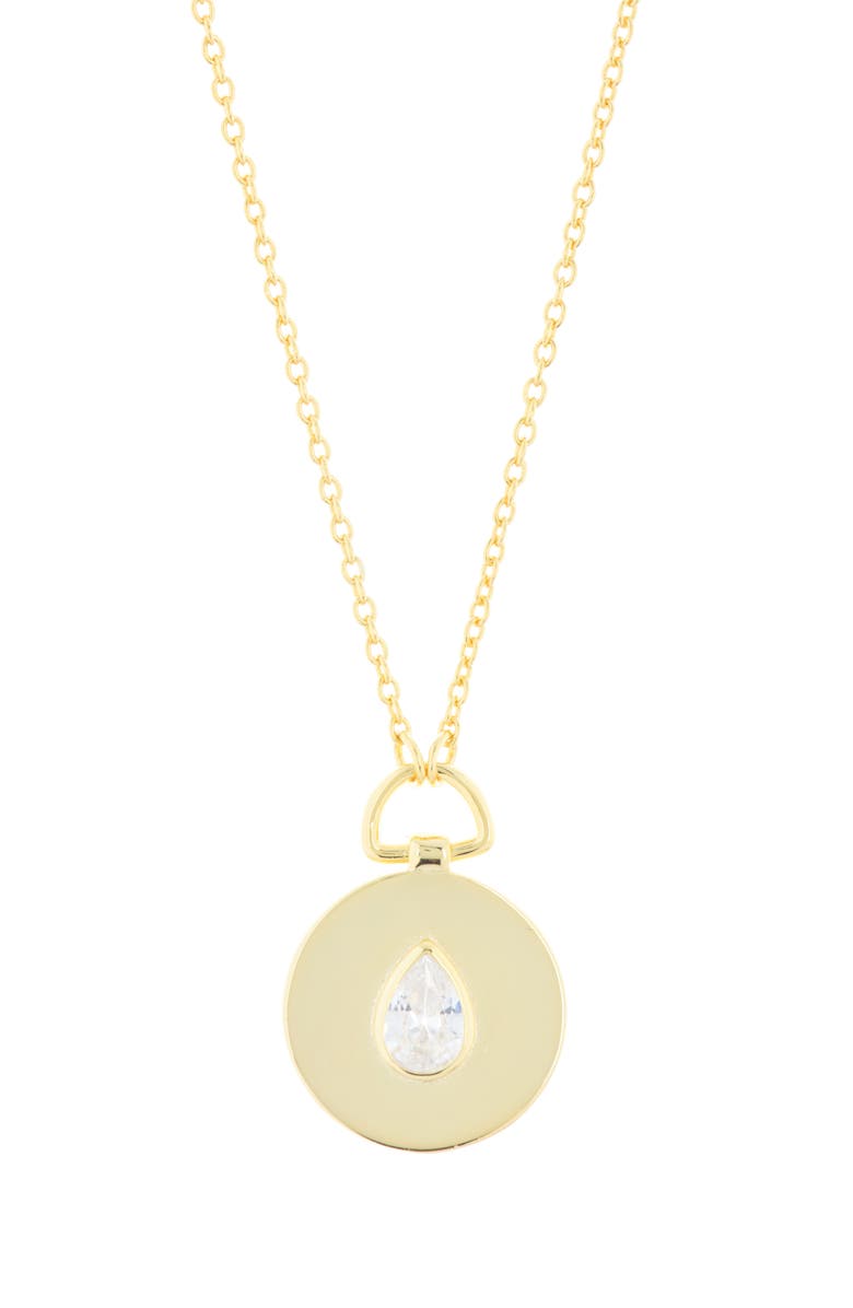 ARGENTO VIVO Cubic Zirconia Disc Pendant Necklace, Main, color, Gold