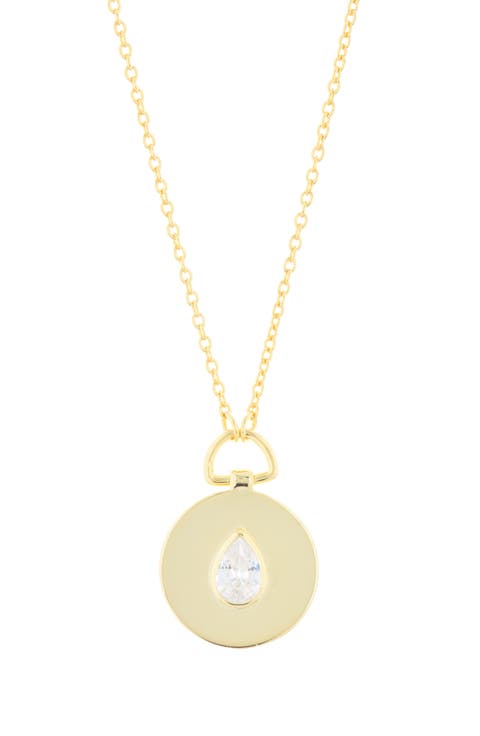 Cubic Zirconia Disc Pendant Necklace