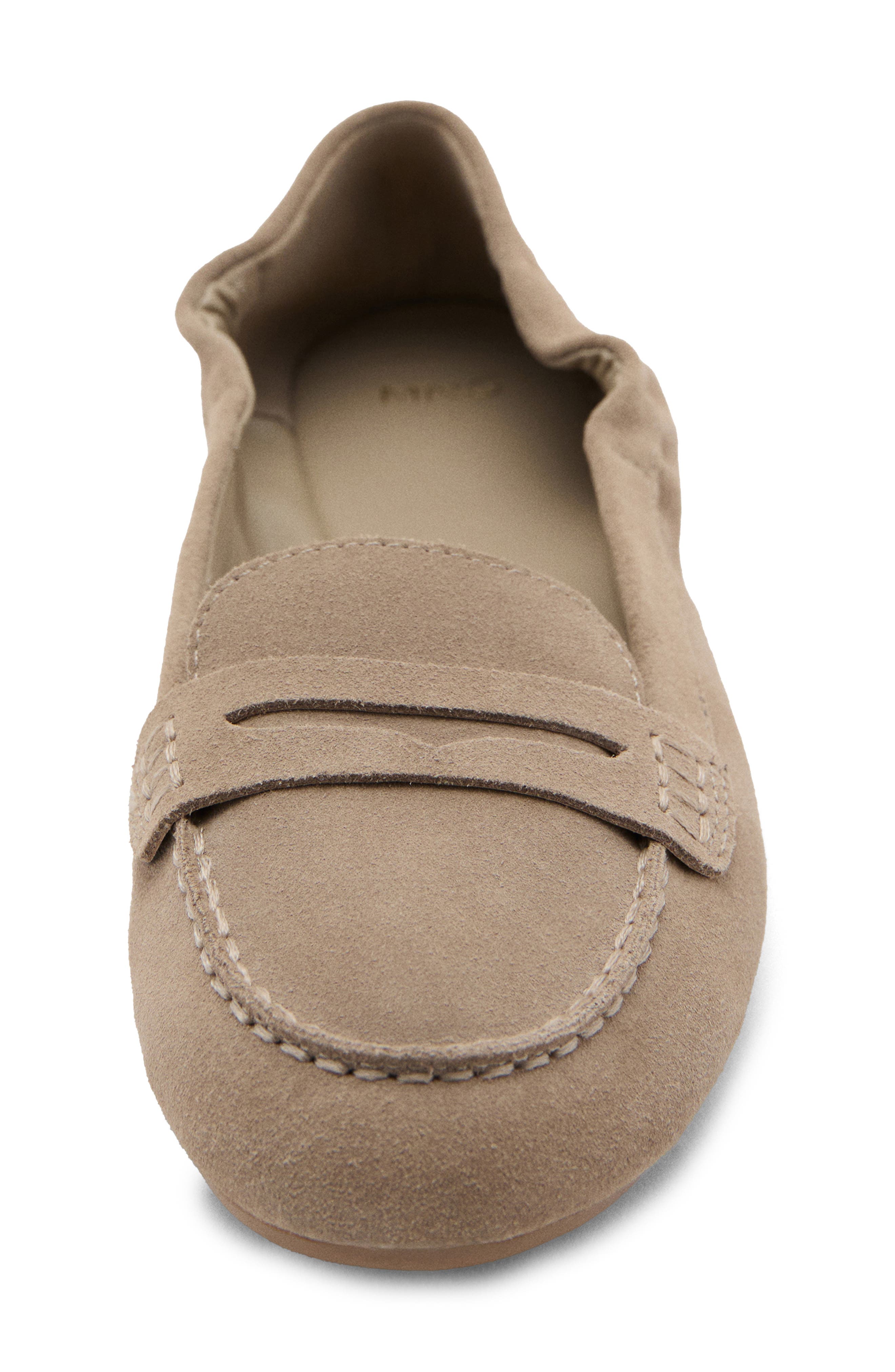 MANGO Suede Penny Loafer, Alternate, color, Sand