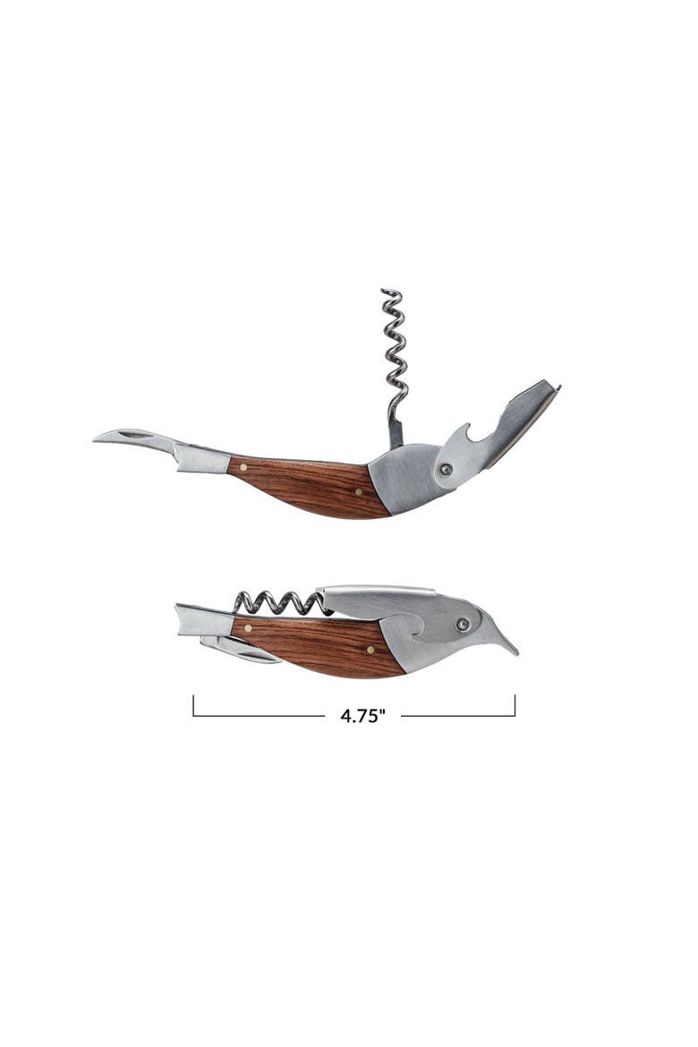 Merbau Wood Bird Bottle Opener, Natural, Alternate, color, Natural