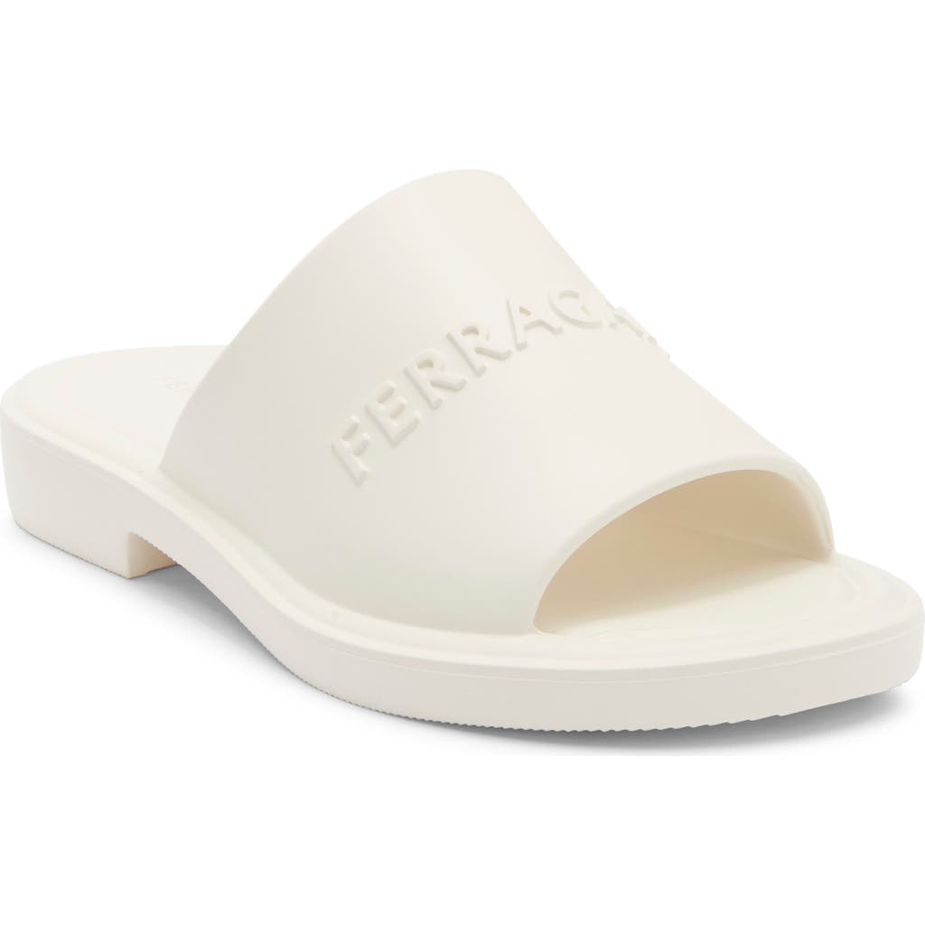 Ferragamo Giuneva Logo Slide Sandal In White