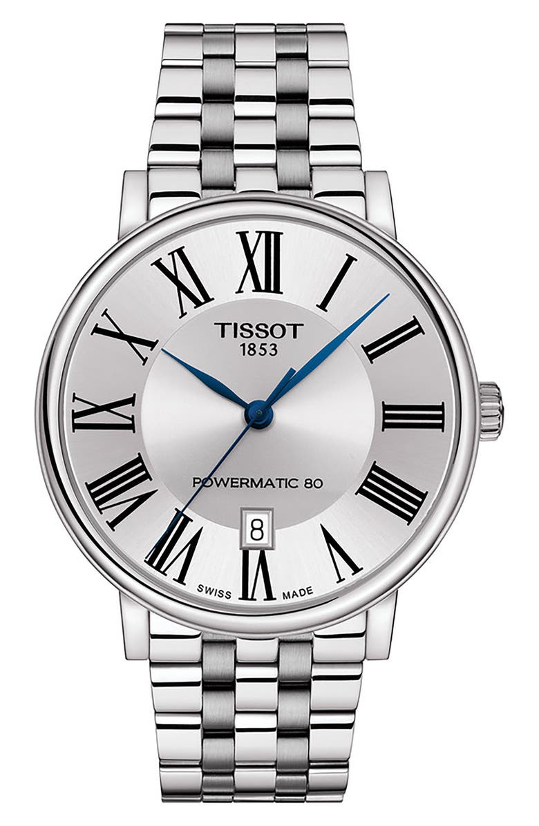 Tissot Carson Premium Powermatic Bracelet Watch, 40mm, Main, color, Silver