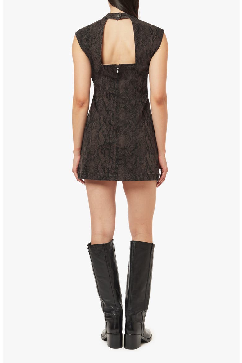 Structured Mock Neck Minidress, Alternate, color, BROWN SNAKE PRINT