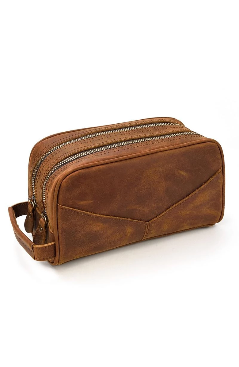 STEEL HORSE LEATHER The Nomad Toiletry Bag | Genuine Leather Travel Toiletry Bag, Alternate, color, Brown