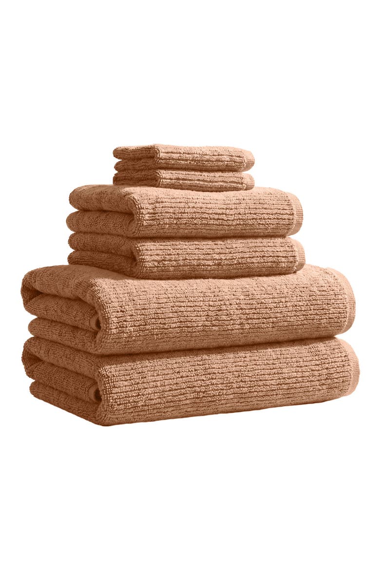 6-Piece Turkish Cotton Towel Set, Main, color, ADOBE