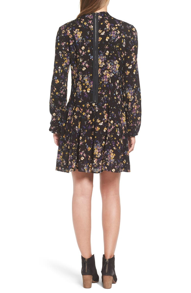 Way-In Tie Neck Floral Print Dress, Alternate, color, 
