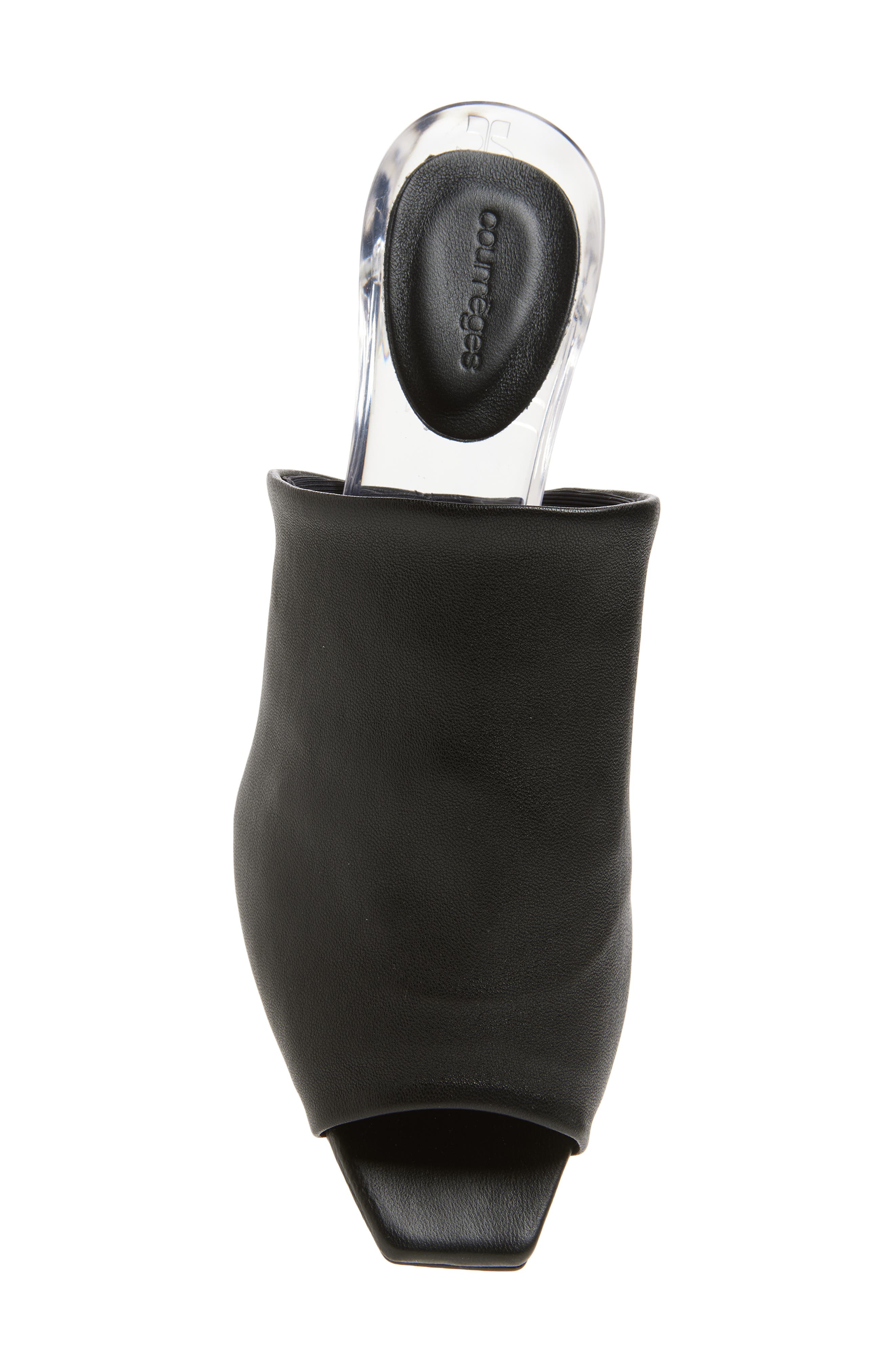 Courrèges Transparent Sole Leather Slide Sandal, Alternate, color, Black