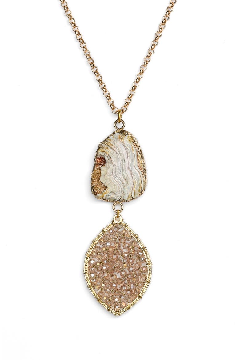 Stone & Beaded Crystal Pendant Layered Necklace, Alternate, color, STONE AND CRYSTAL