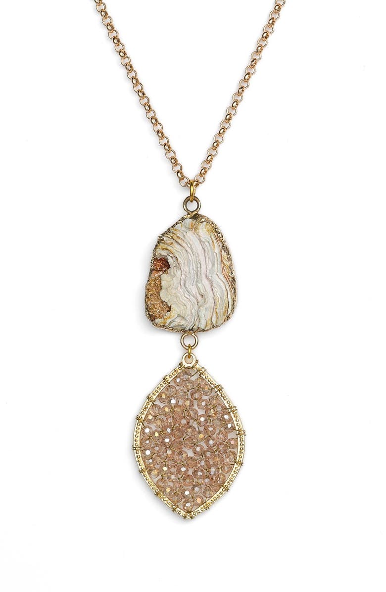 Panacea Stone & Beaded Crystal Pendant Layered Necklace, Alternate, color, 