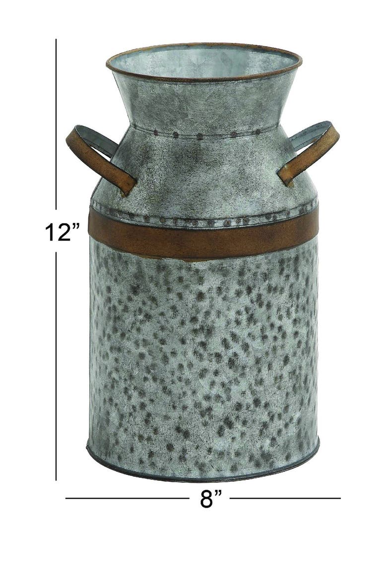 Gray Metal Milk Can Decorative Jar, Alternate, color, GREY