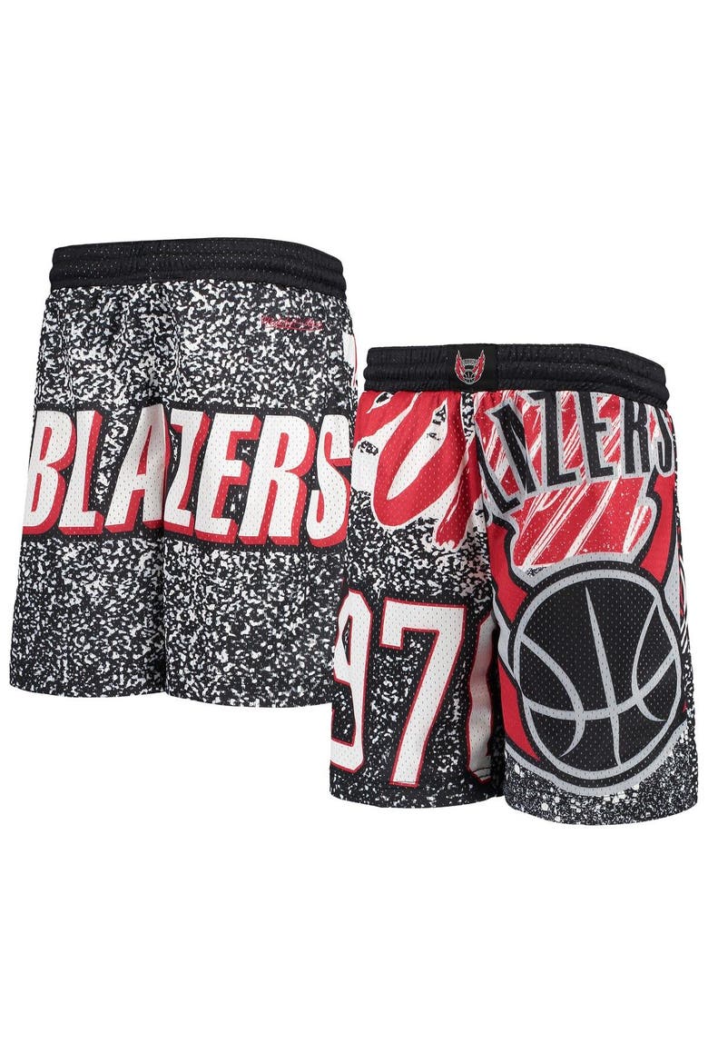 Youth Mitchell & Ness Black Portland Trail Blazers Hardwood Classics Jumbotron Shorts, Main, color, BLACK