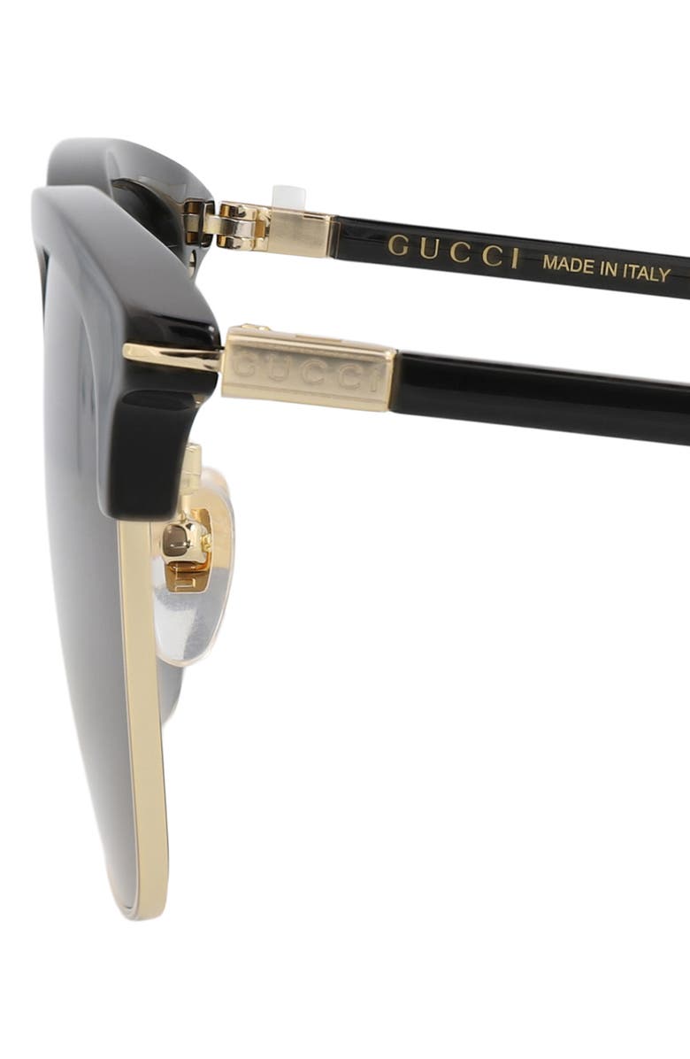 Gucci 56mm Square Sunglasses, Alternate, color, Black Gold Grey