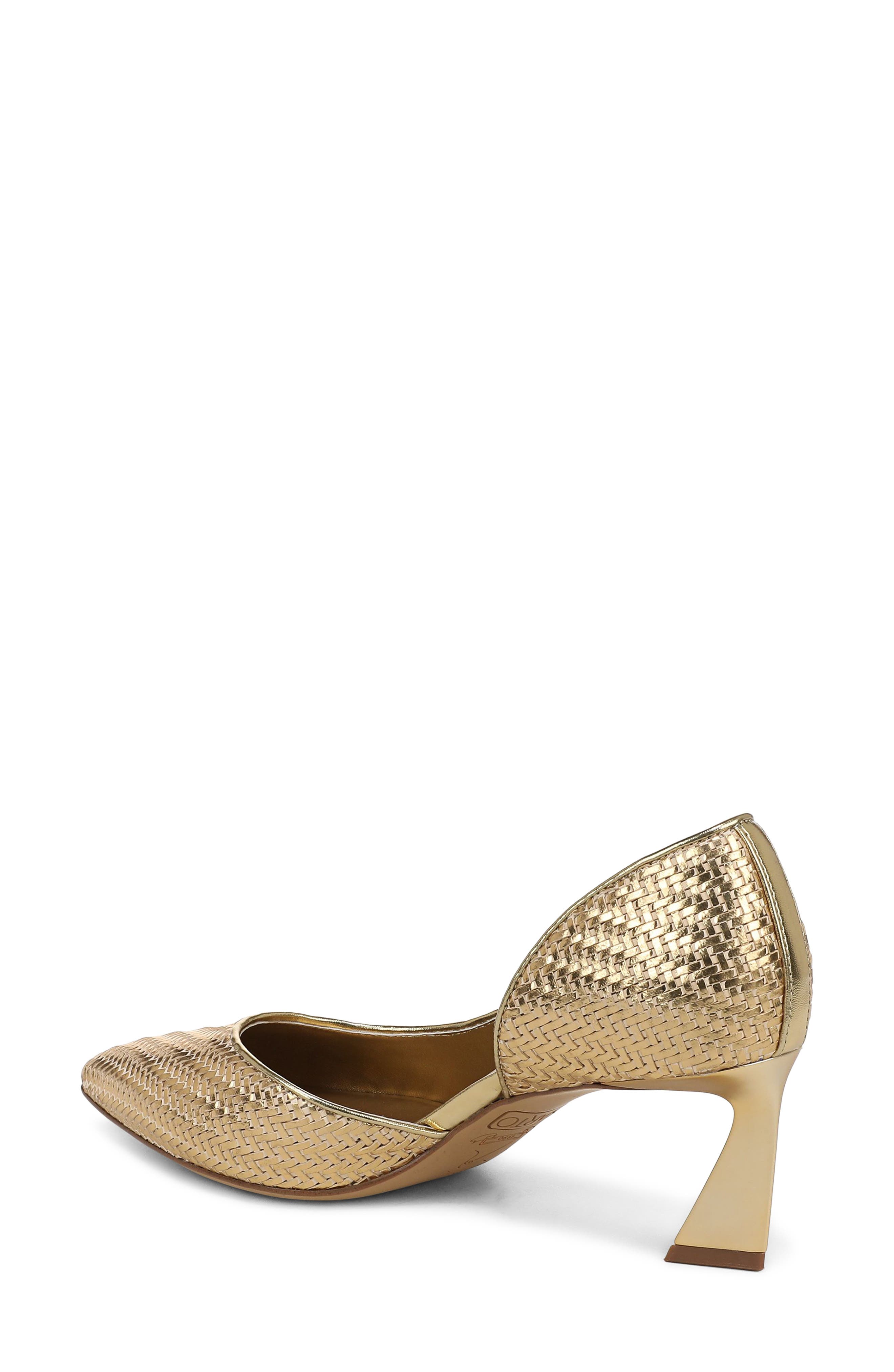 Tawny Pointed Toe Half d'Orsay Pump, Alternate, color, GOLD