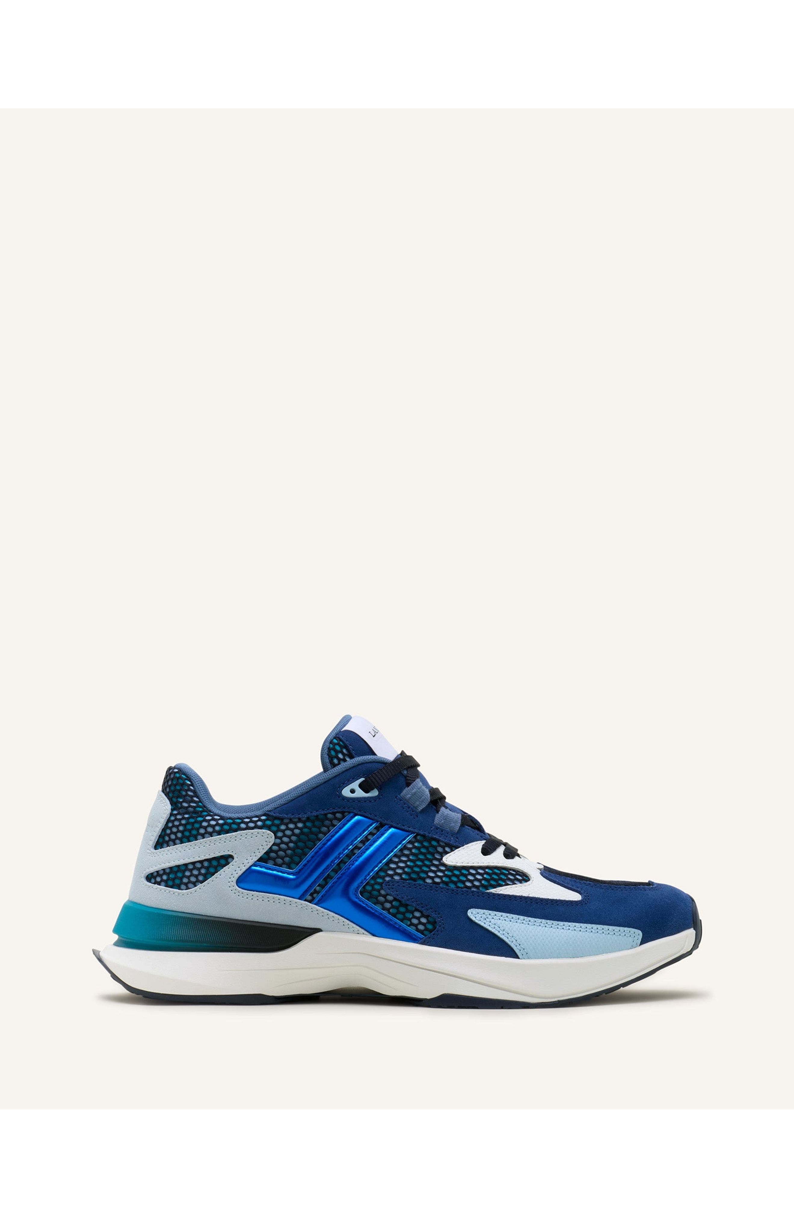 Lanvin Jla Sneakers In Mesh And Metallic Leather, Main, color, Dark Blue/Light Blue