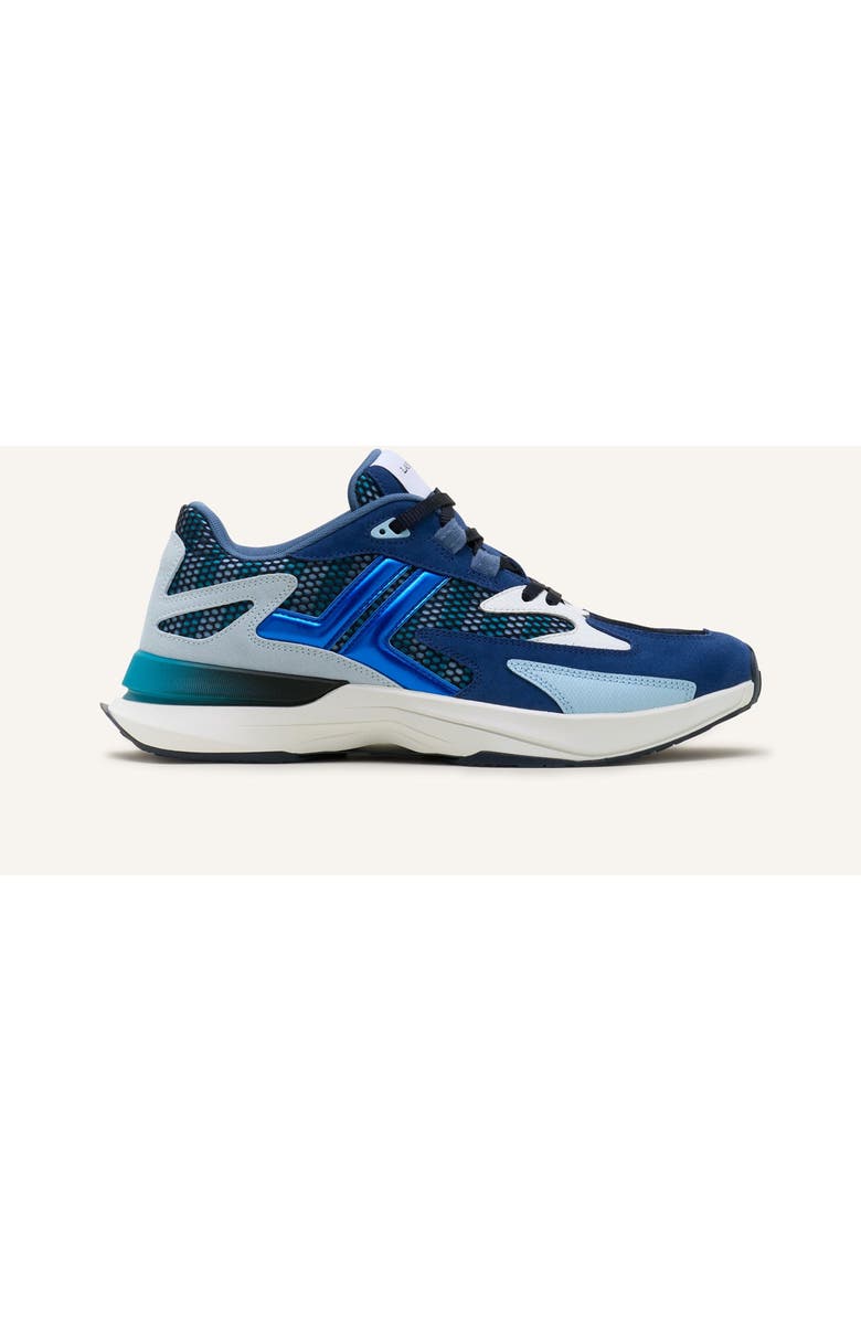 Lanvin Jla Sneakers In Mesh And Metallic Leather, Main, color, Dark Blue/Light Blue