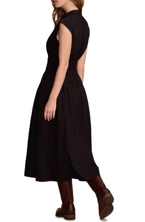 LUCKY BRAND LUCKY BRAND SMOCKED WAIST SLEEVELESS MIDI SHIRTDRESS 