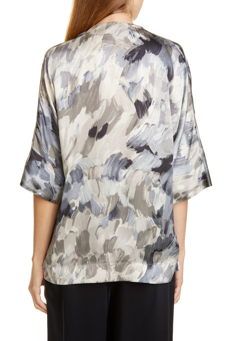 Cowl Neck Silk Blouse, Alternate, color, GREY