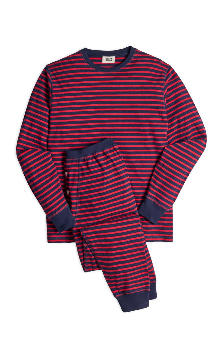 Sleepy Jones Keith Lounge Set, Alternate, color, Navy And Red Stripe
