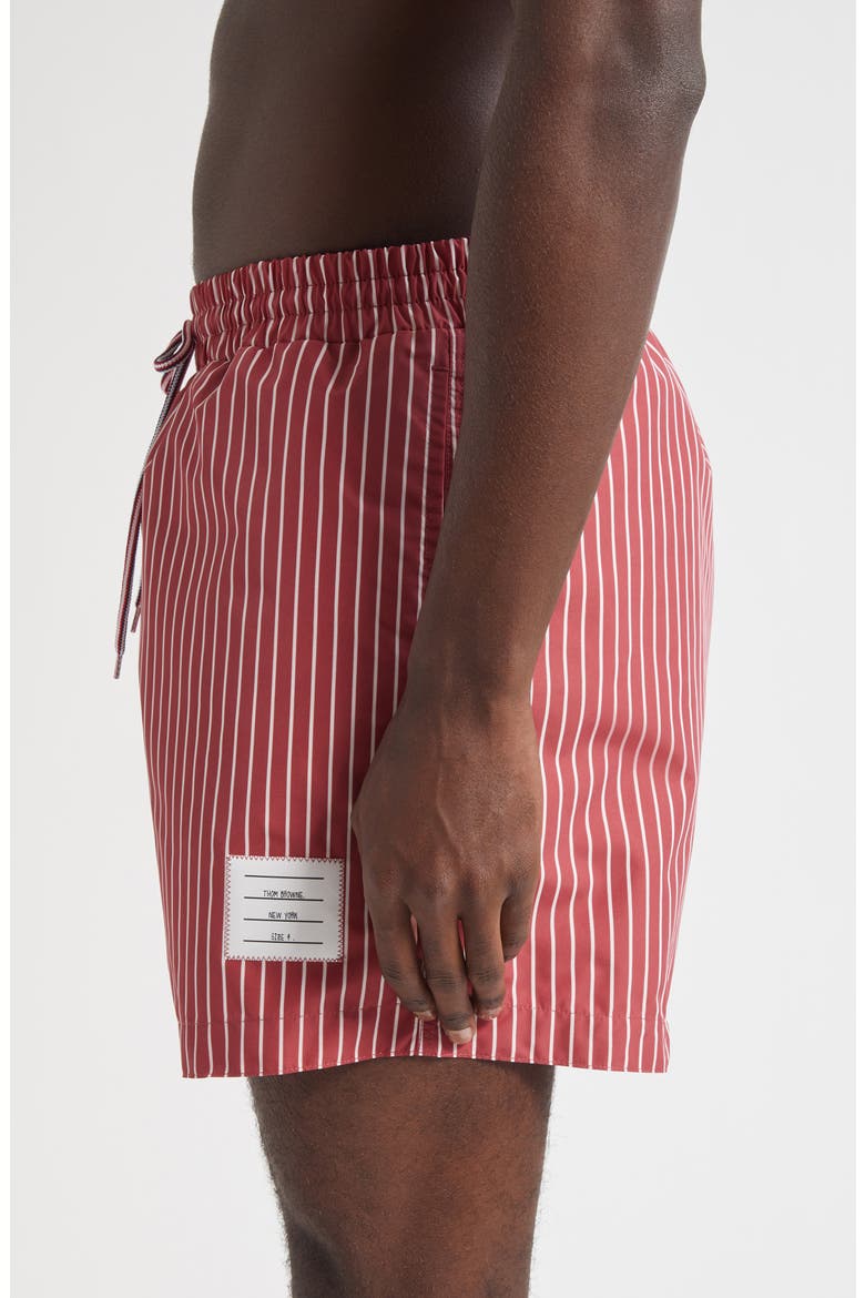 Stripe Nylon Swim Trunks, Alternate, color, BURGUNDY