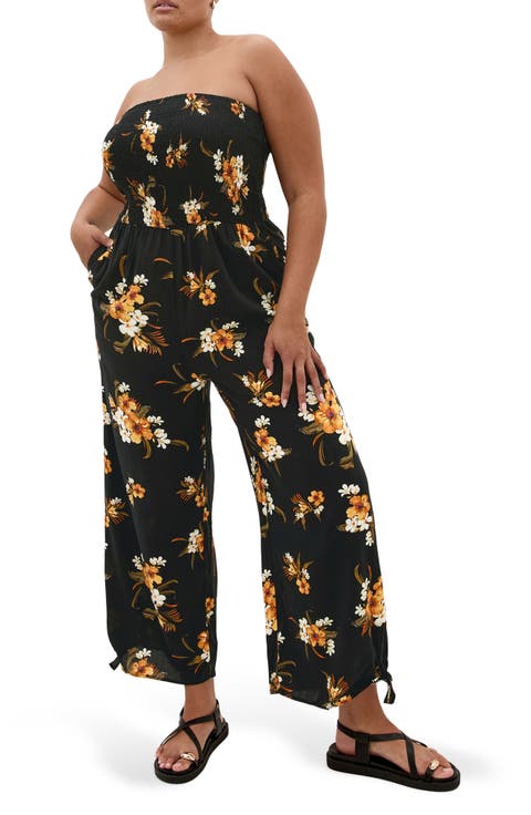 Aruba Floral Strapless Jumpsuit (Plus)