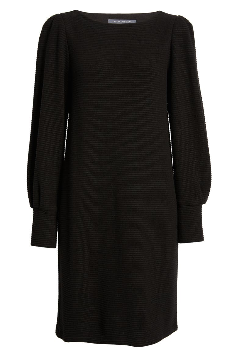 PUFF SLEEVE SWEATER DRESS, Alternate, color, BLACK