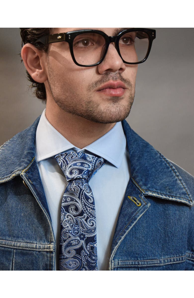 Knottery & Co Paisley Silk Jacquard Tie, Alternate, color, Navy