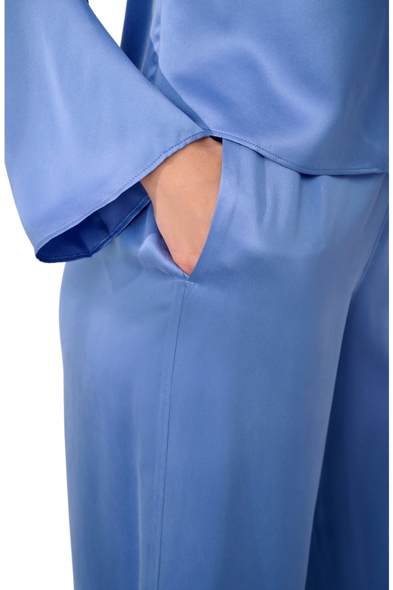 Washable Silk Tie Front Pant Set, Alternate, color, Current Blue