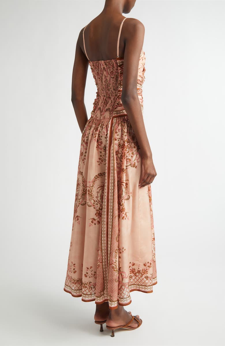 Zimmermann Aster Paisley Scarf Tie Silk Midi Dress, Alternate, color, Pink Paisley Floral
