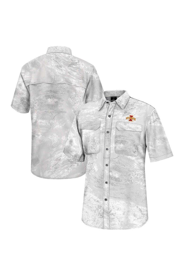 Men's Colosseum  White Iowa State Cyclones Realtree Aspect Charter Full-Button Fishing Shirt, Main, color, White