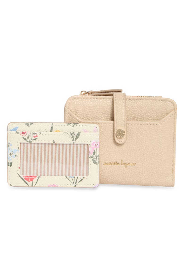 Faux Leather Bifold Wallet, Alternate, color, OATMEAL / BOHO GARDEN