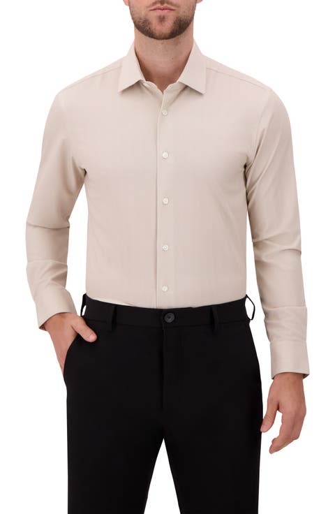 Slim Fit Herringbone 4-Way Stretch Button-Up Shirt