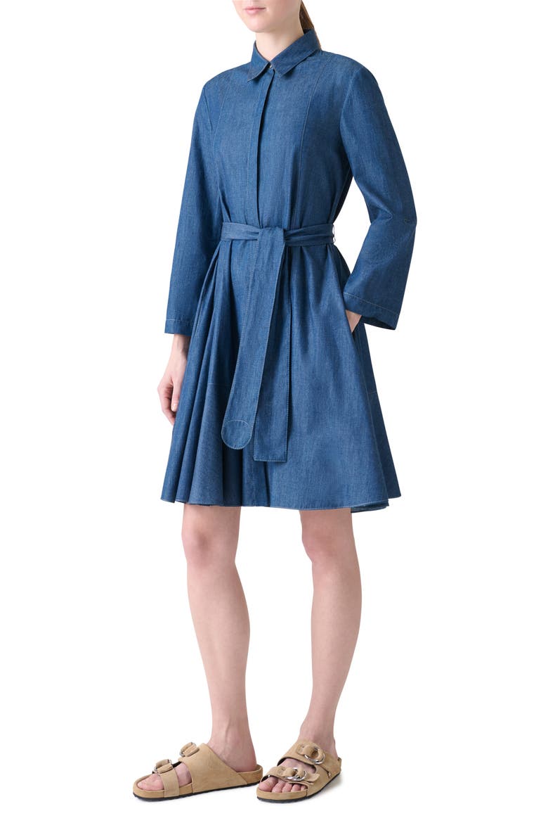 Belted Denim Shirtdress, Alternate, color, MEDIUM BLUE DENIM