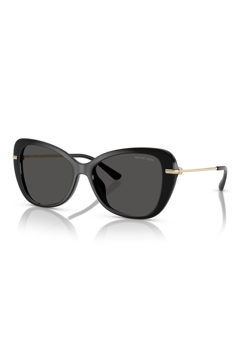 56mm Butterfly Sunglasses, Alternate, color, BLACK
