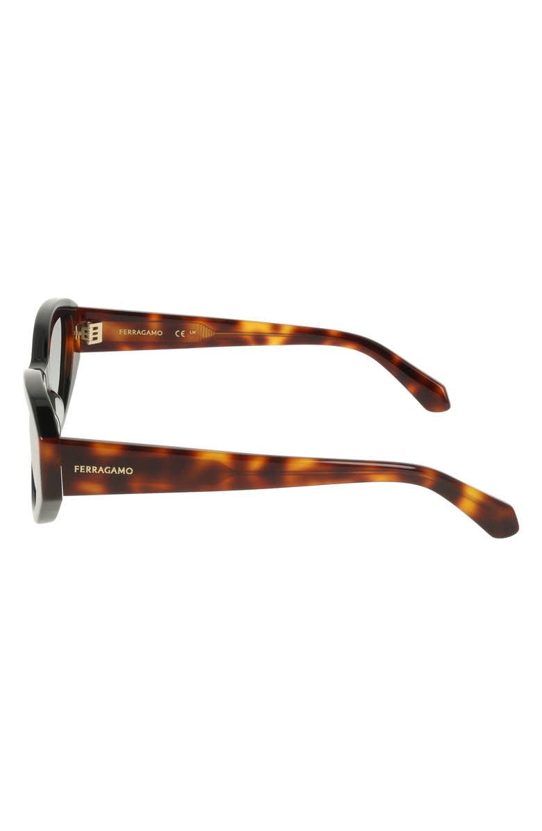 FERRAGAMO 55mm Oval Sunglasses, Alternate, color, Black/ Tortoise