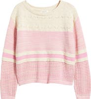 beachlunchlounge Polla Stripe Mixed Stitch Boat Neck Sweater