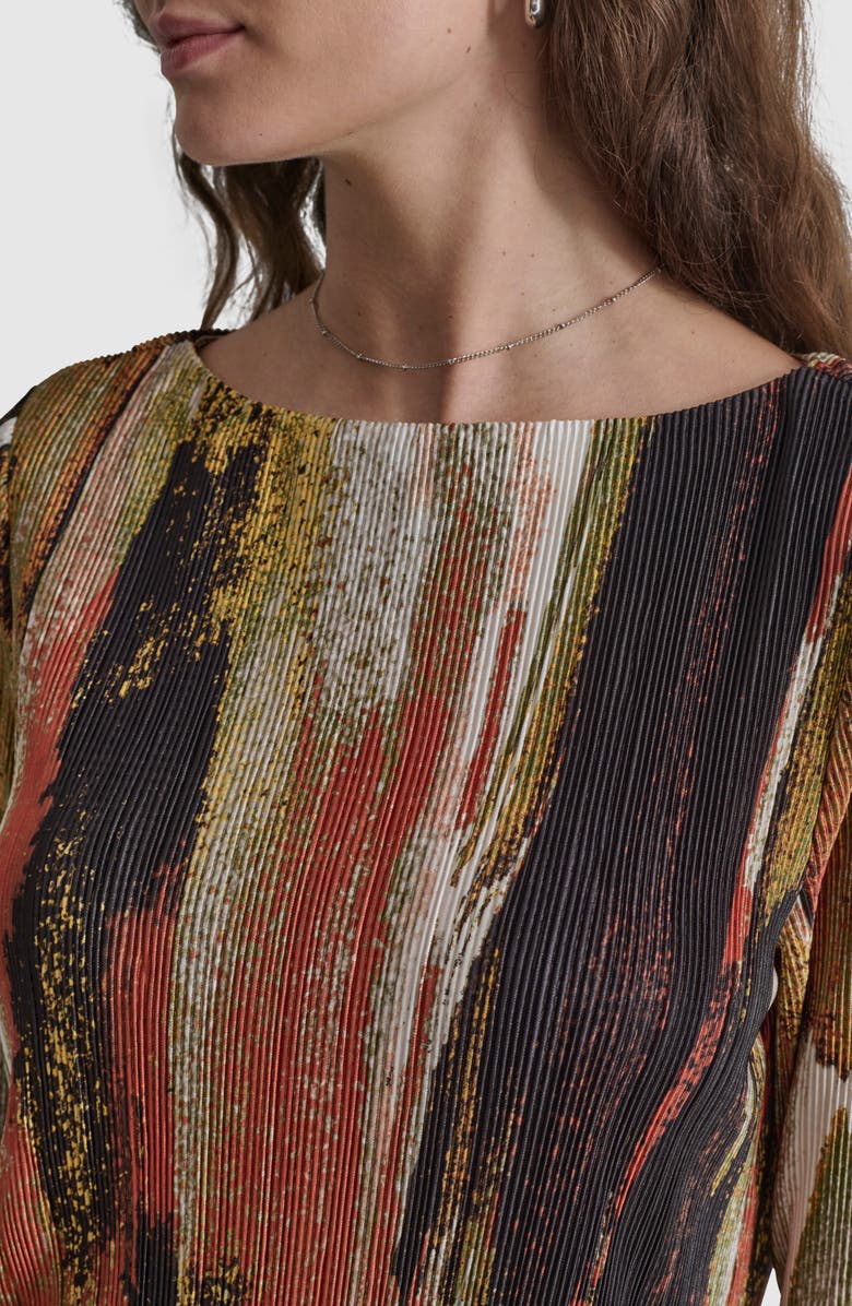 DKNY Print Plissé Top, Alternate, color, Paint Stroke