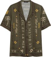 Balmain Club 45 Print Short Sleeve Button-Up Pajama Shirt