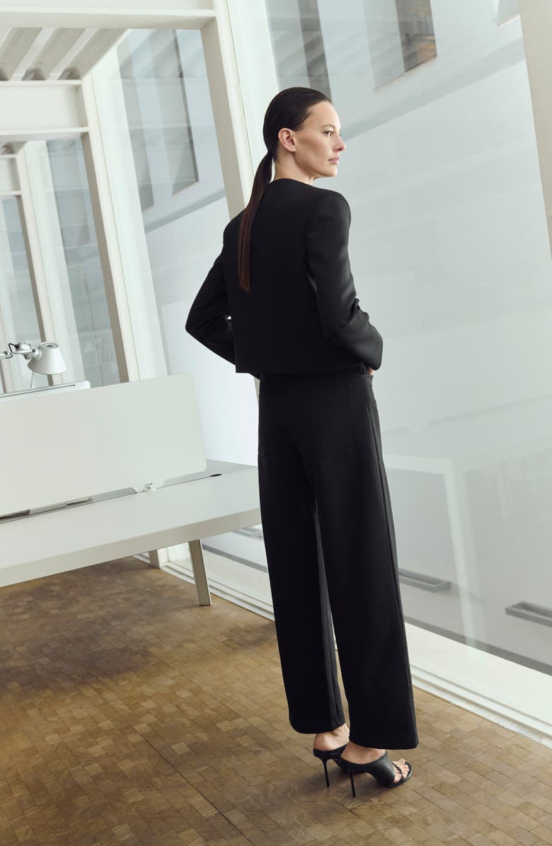 MANGO Crop Straight Leg Pants, Alternate, color, Black