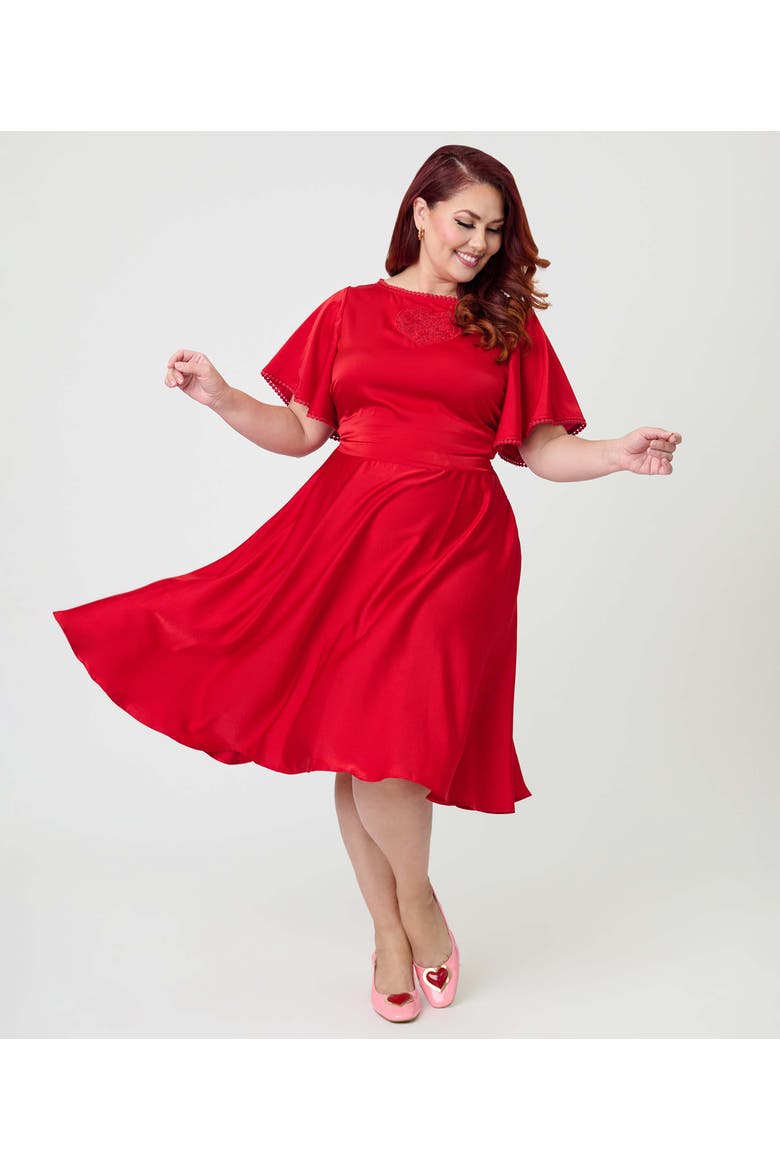 Plus Size 1930s Swing Dress, Main, color, Red Solid